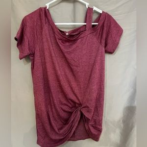 Pink/Purplish Off Shoulder Twisted Shirt (New, no tags)